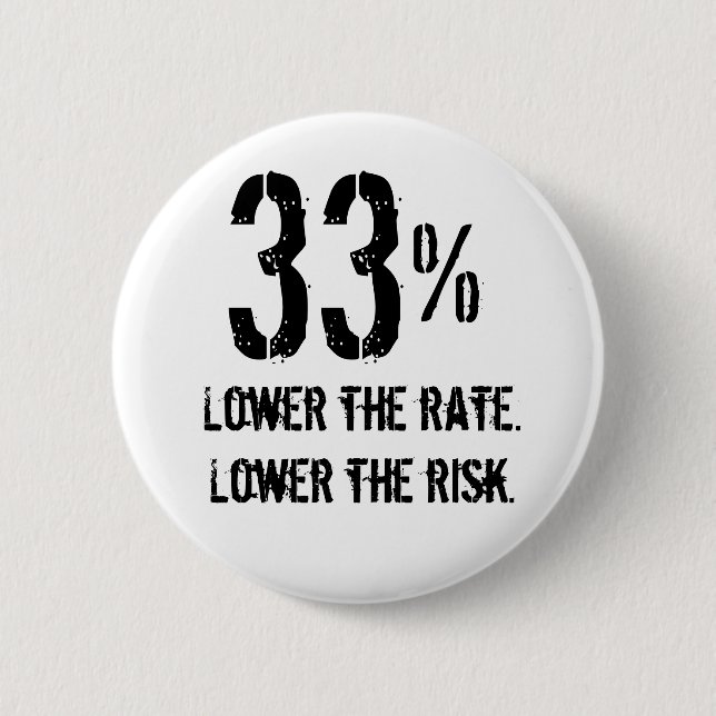 Badge Rond 5 Cm Abaissez le bouton de taux (Devant)