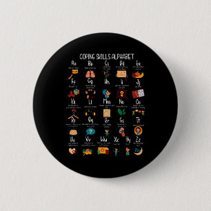 Badge Rond 5 Cm Abc Compétences d'adaptation Alphabet Autosoins Sa