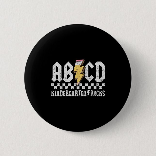 Badge Rond 5 Cm Abcd Kindergarten Rocks Pencil Lightning Enseignan (Devant)