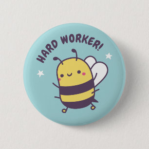 Badge Rond 5 Cm Abeille de petit travailleur dur mignonne