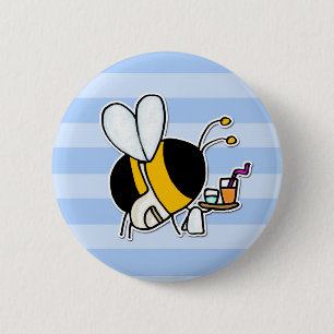 Badge Rond 5 Cm abeille de travailleur - serveuse