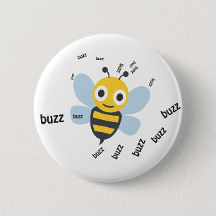 Badge Rond 5 Cm Abeille Emoji mignon de bourdonnement