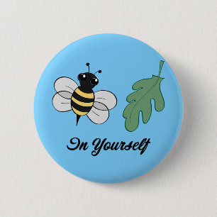 Badge Rond 5 Cm Abeille-Feuille dans vous-même