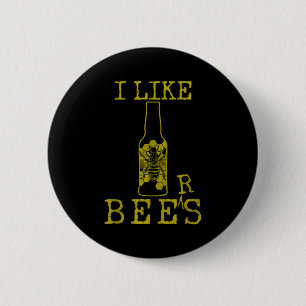 Badge Rond 5 Cm Abeilles & Bière - Citation Drôle Apicult Apiculte