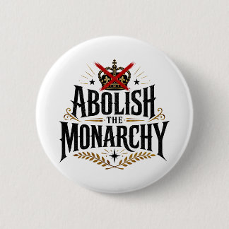 Badge Rond 5 Cm Abolir la monarchie, pas de couronne
