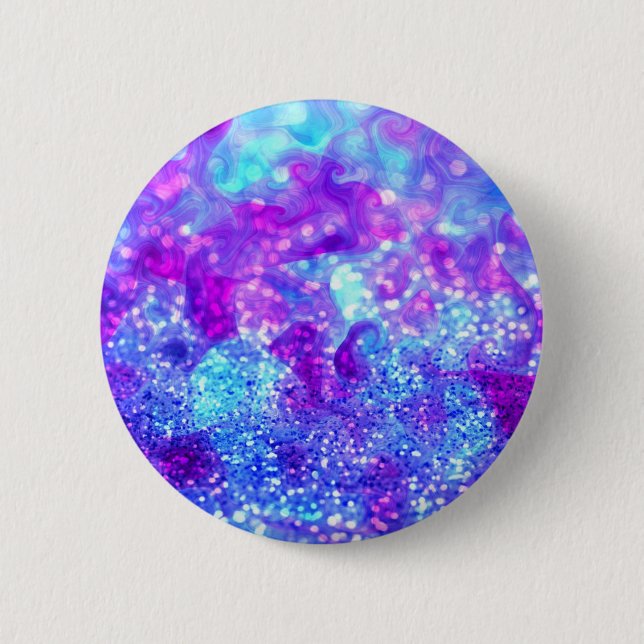 Badge Rond 5 Cm Abrégé sur pourpre bleu parties scintillantes (Devant)