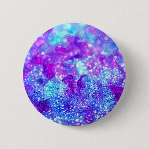 Badge Rond 5 Cm Abrégé sur pourpre bleu parties scintillantes