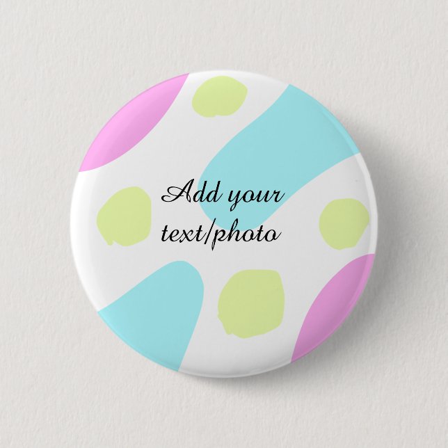 Badge Rond 5 Cm Abstract geometric shapes pastel add name photo ba (Devant)