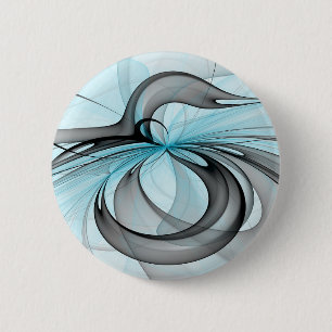 Badge Rond 5 Cm Abstrait Anthracite Gris Bleu Moderne Fractage Art