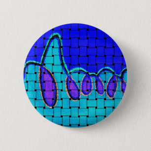 Badge Rond 5 Cm Abstrait bleu français avec texture tissée