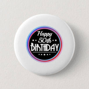 Badge Rond 5 Cm Abstrait moderne Joyeux 50e anniversaire