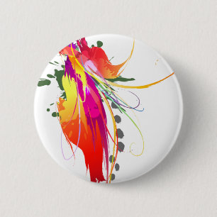 Badge Rond 5 Cm Abstrait Oiseau de Paradise Paint Splatters