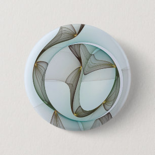 Badge Rond 5 Cm Abstrait Turquoise Brown Gold Elegance