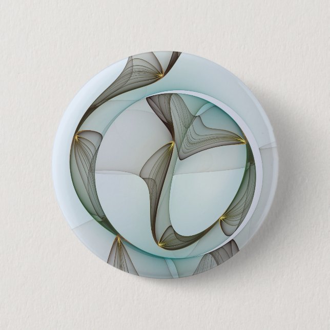 Badge Rond 5 Cm Abstrait Turquoise Brown Gold Elegance (Devant)