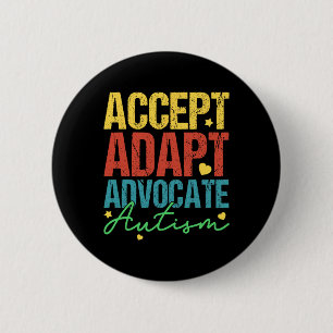 Badge Rond 5 Cm Accepter Adapt Advocate Sensibilisation sur l'auti