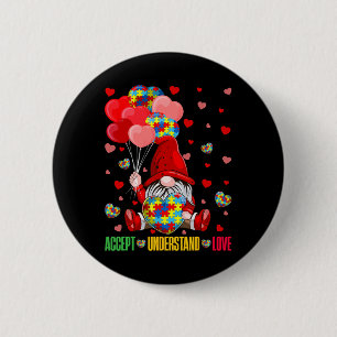 Badge Rond 5 Cm Accepter Comprendre Amour Puzzle Autisme Cœur Gnom