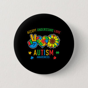Badge Rond 5 Cm Accepter Comprendre la Sensibilisation sur l'autis