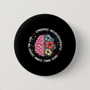 Badge Rond 5 Cm Accepter la Neurodiversité Cerveau Autisme Sensibi