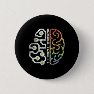 Badge Rond 5 Cm Accepter la Neurodiversité Cerveau Sensibilisation