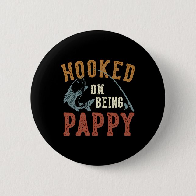 Badge Rond 5 Cm Accompagné D'Être Pappy Fête des pères Pêche Pappy (Devant)