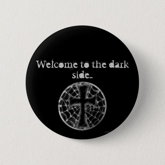 Badge Rond 5 Cm Accueil au côté en noir. (Devant)