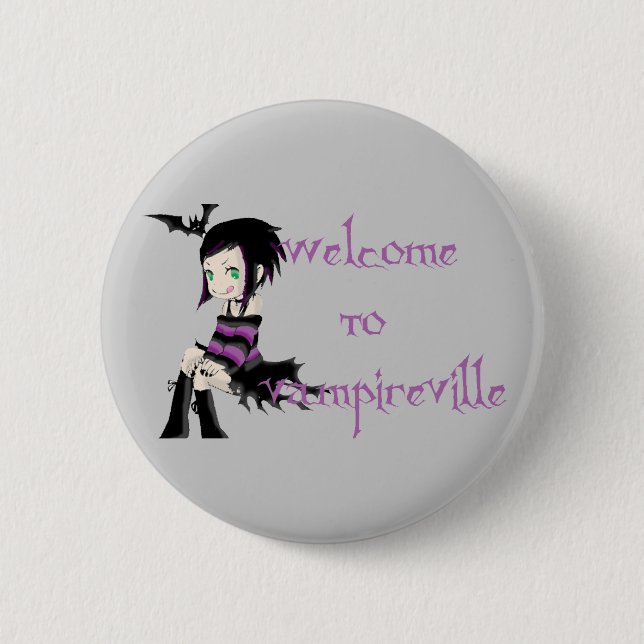 Badge Rond 5 Cm accueil au vampireville (Devant)