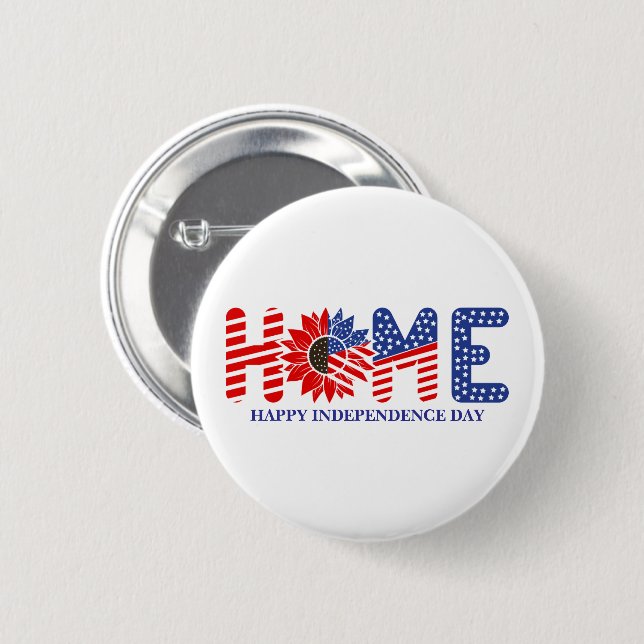 Badge Rond 5 Cm Accueil Drapeau Tournesol Patriotique Personnalisé (Devant & derrière)