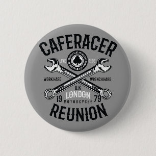 Badge Rond 5 Cm Ace Cafe Racer Retrouvailles Travail dur Wrench du