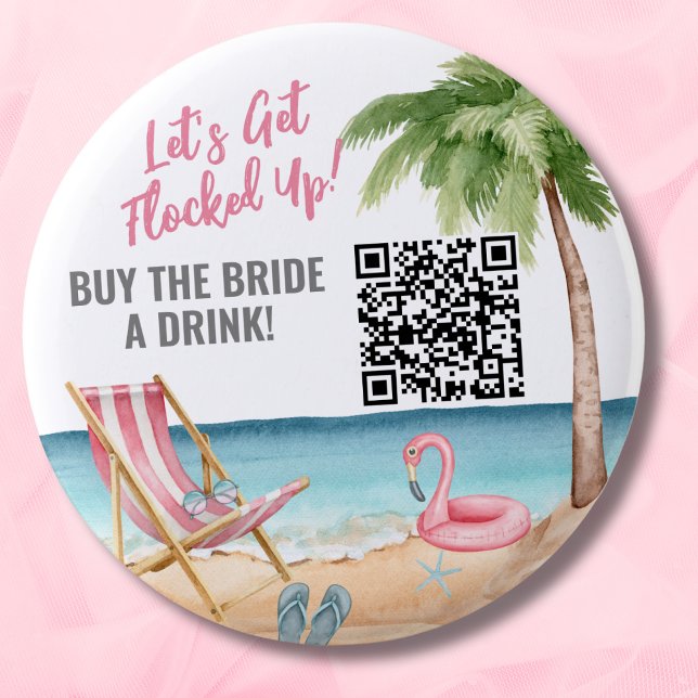 Badge Rond 5 Cm Acheter une boisson à une mariée Code QR (Bachelorette Buy Bride A Drink QR Code button)