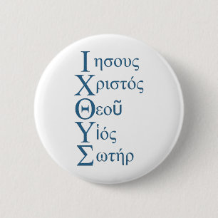 Badge Rond 5 Cm Acrostiche d'IXOYE (bleu)