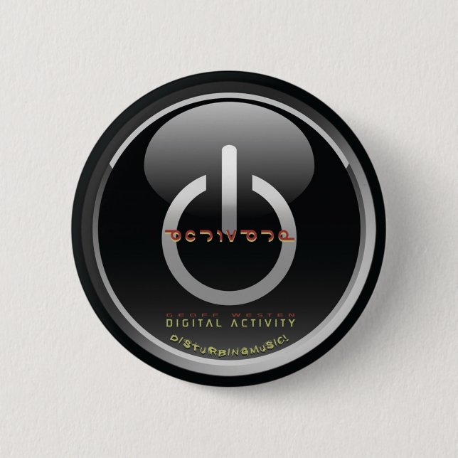 Badge Rond 5 Cm Actionnez - le bouton brillant noir (Devant)