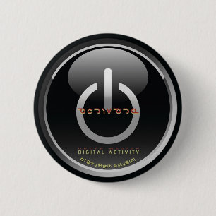 Badge Rond 5 Cm Actionnez - le bouton brillant noir