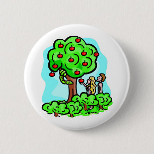 Badge Rond 5 Cm Adam et illustration de chrétien d'Ève