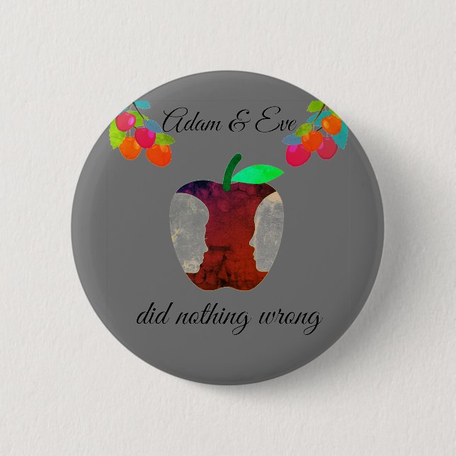 Badge Rond 5 Cm Adam & Eve - Pinglette Apple/ (Devant)