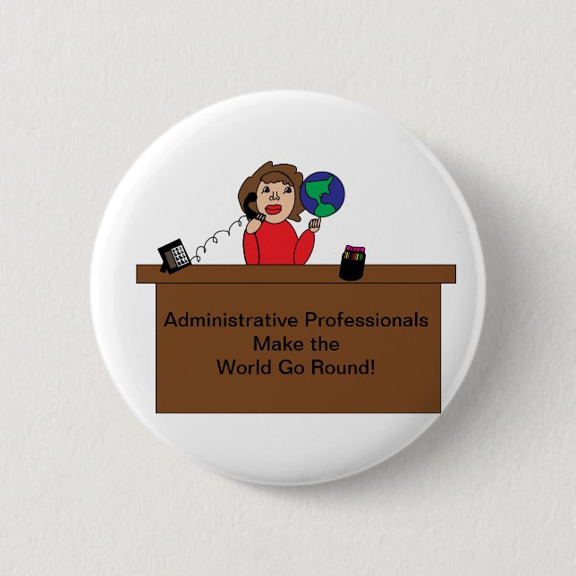 Badge Rond 5 Cm Administratif Professionnel World Cute Personnalis (Devant)