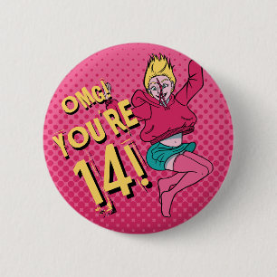 Badge Rond 5 Cm Ado Jumping rose 14e anniversaire