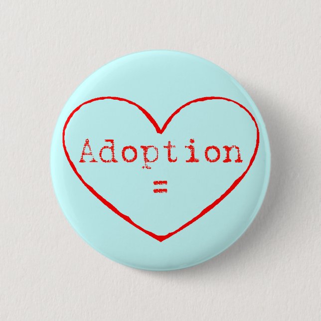 Badge Rond 5 Cm Adoption = Amour en rouge (Devant)