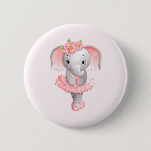 Badge Rond 5 Cm Adorable Ballerina Elephant En Pointe