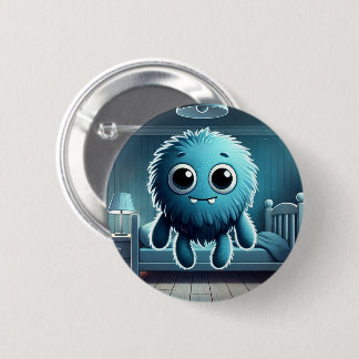 Badge Rond 5 Cm Adorable Blue Fluffy