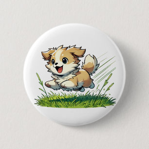 Badge Rond 5 Cm Adorable chien courant joyeusement