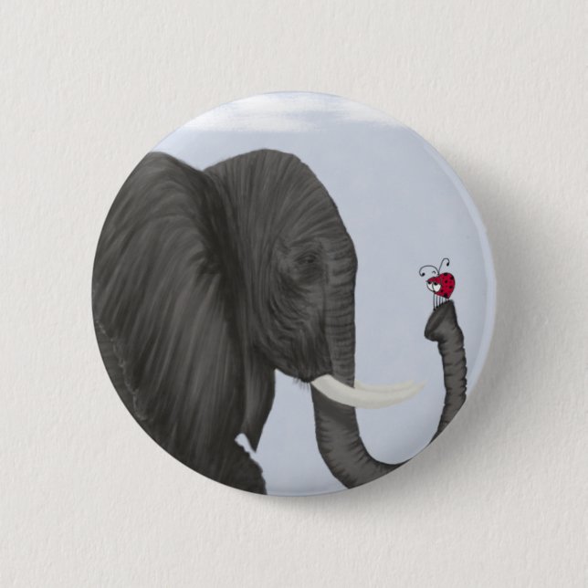 Badge Rond 5 Cm Adorable éléphant et mignonne coccinelle (Devant)