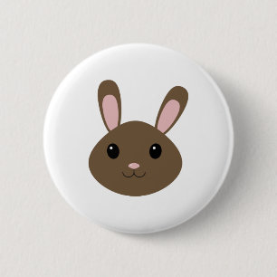 Badge Rond 5 Cm Adorable Lapin Brown