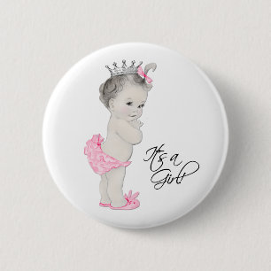 Badge Rond 5 Cm Adorable princesse rose C'est un bouton fille