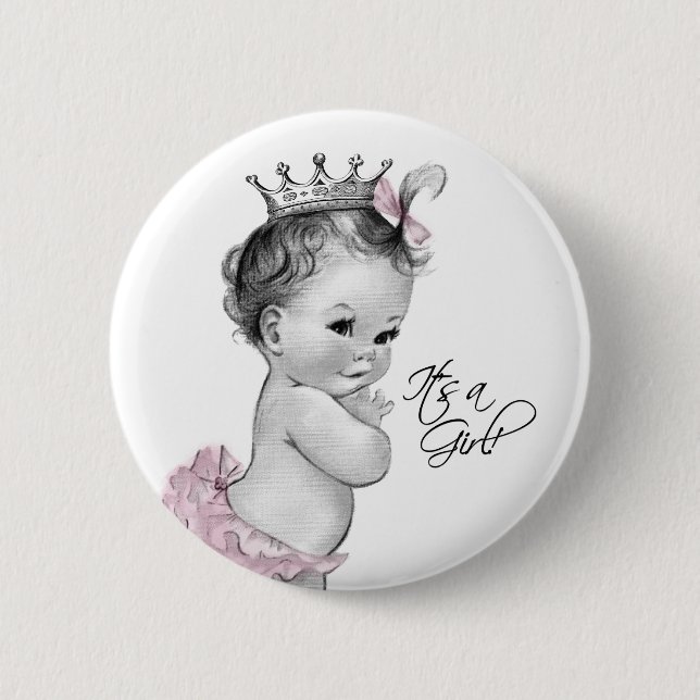 Badge Rond 5 Cm Adorable princesse rose C'est un bouton fille (Devant)