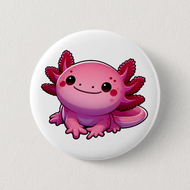 Badge Rond 5 Cm Adorable sourire Axolotl (Devant)
