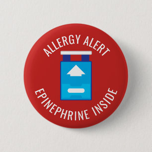 Badge Rond 5 Cm Adrénaline vigilante d'allergie à l'intérieur des