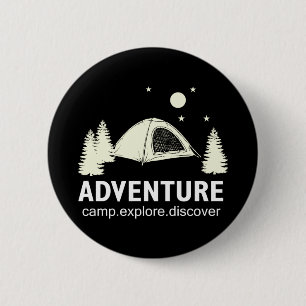 Badge Rond 5 Cm Adventure Camp Explore and Discover