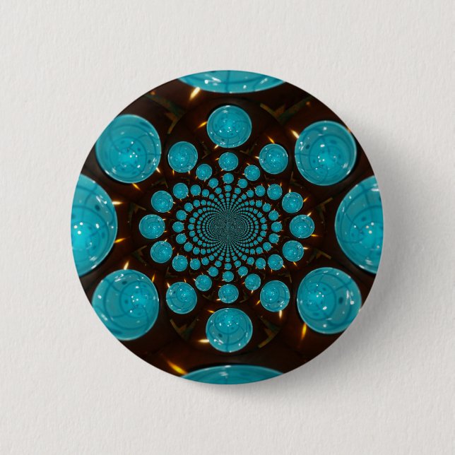 Badge Rond 5 Cm Affichage éclatant des lumières cyanes Kaleidoscop (Devant)