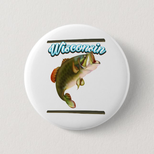 Badge Rond 5 Cm Affiche de pêche du Wisconsin (Devant)