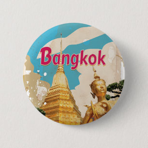 Badge Rond 5 Cm Affiche de voyage vintage à Bangkok